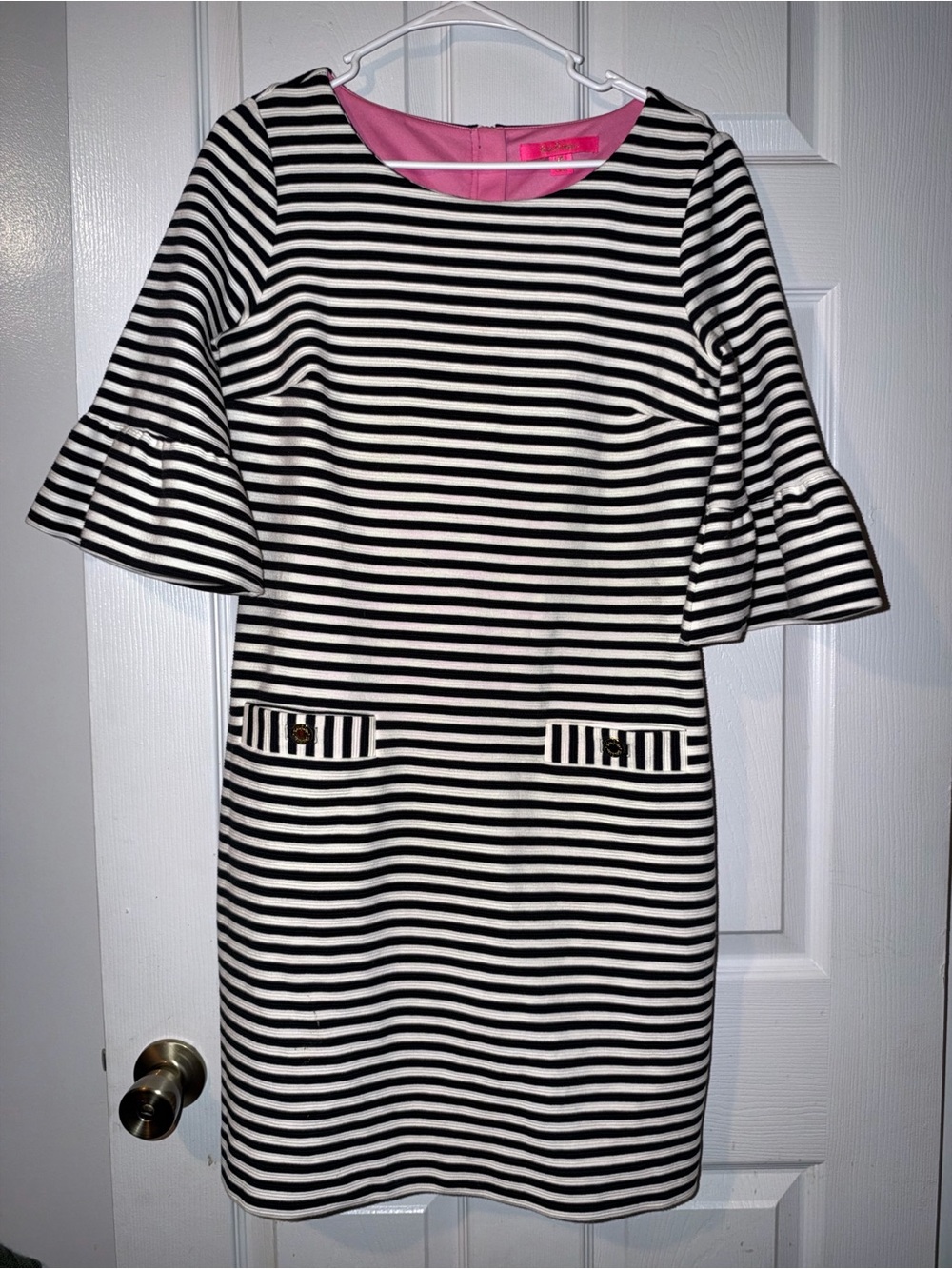 Lilly Pulitzer Alden Dress horizontal stripes bell sleeves